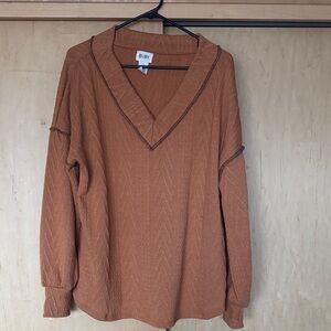 BiBi Terracotta V-Neck Top